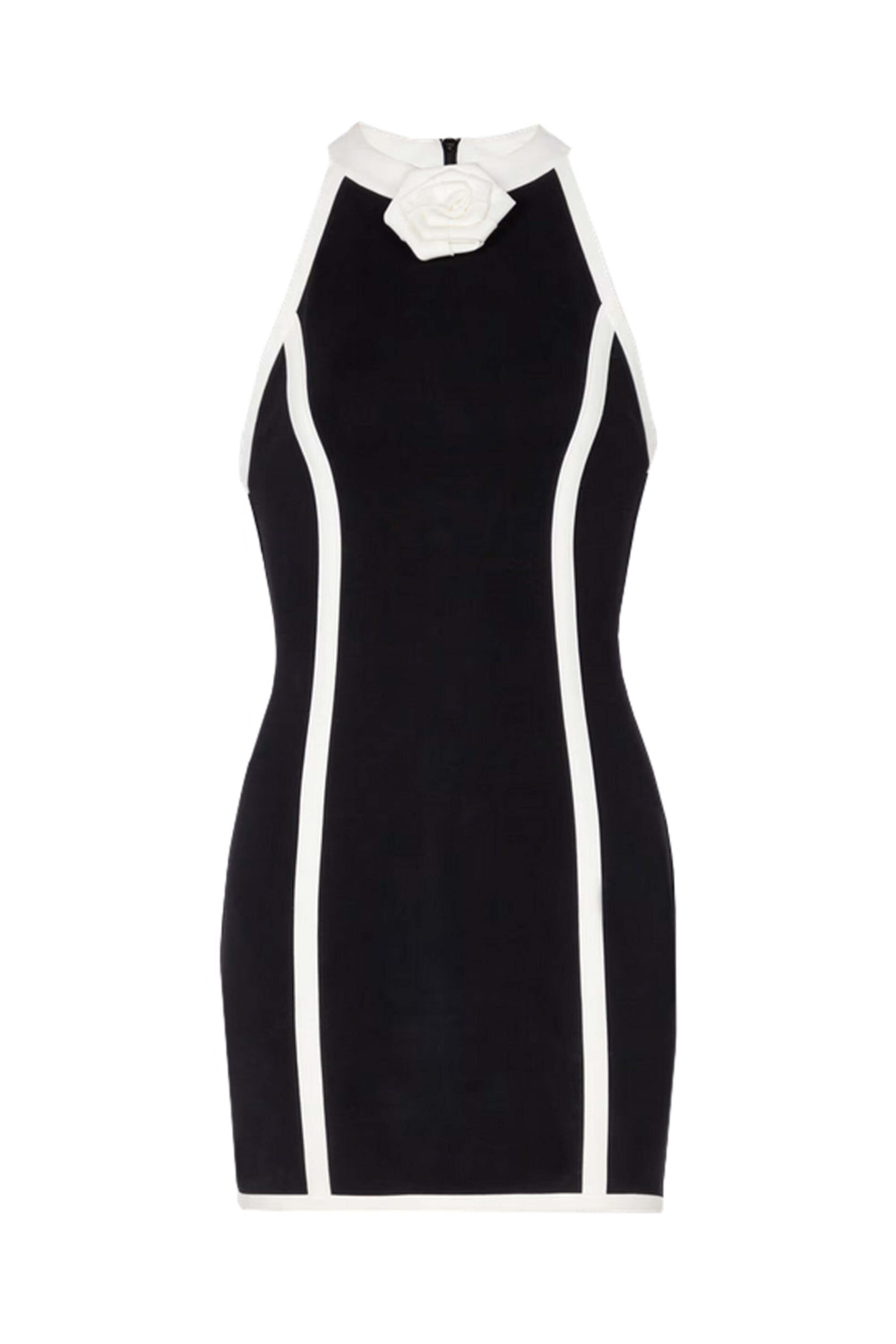 Balmain - Noir and Creme Rose Halter Mini Dress | Mitchell