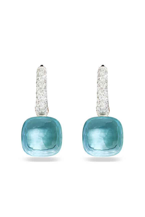 Pomellato 18k Rose Gold Blue Topaz & Diamond Nudo Earring - view 1