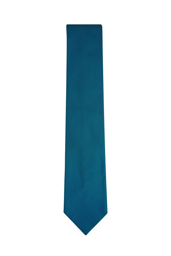 Zegna Teal Geometric Tie