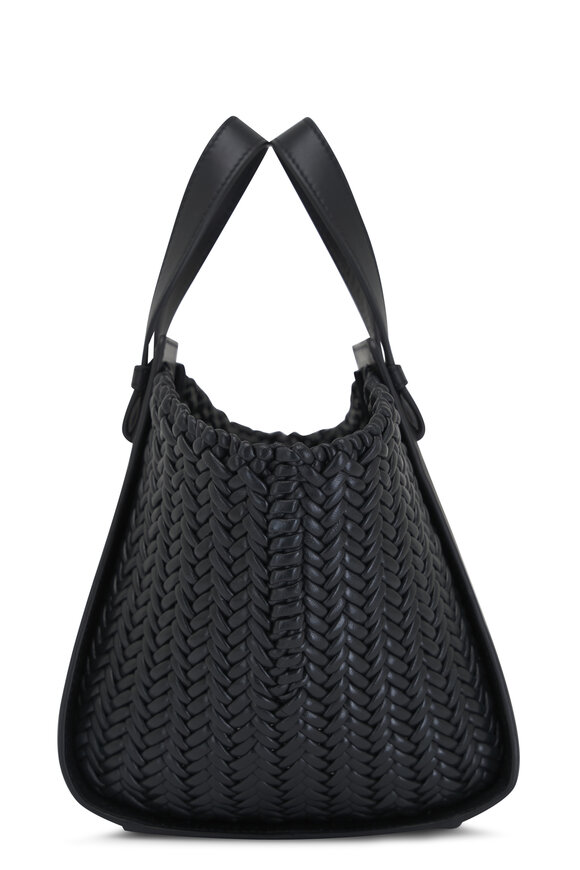 Loewe - Small Hammock Black Leather Compact Woven Bag 