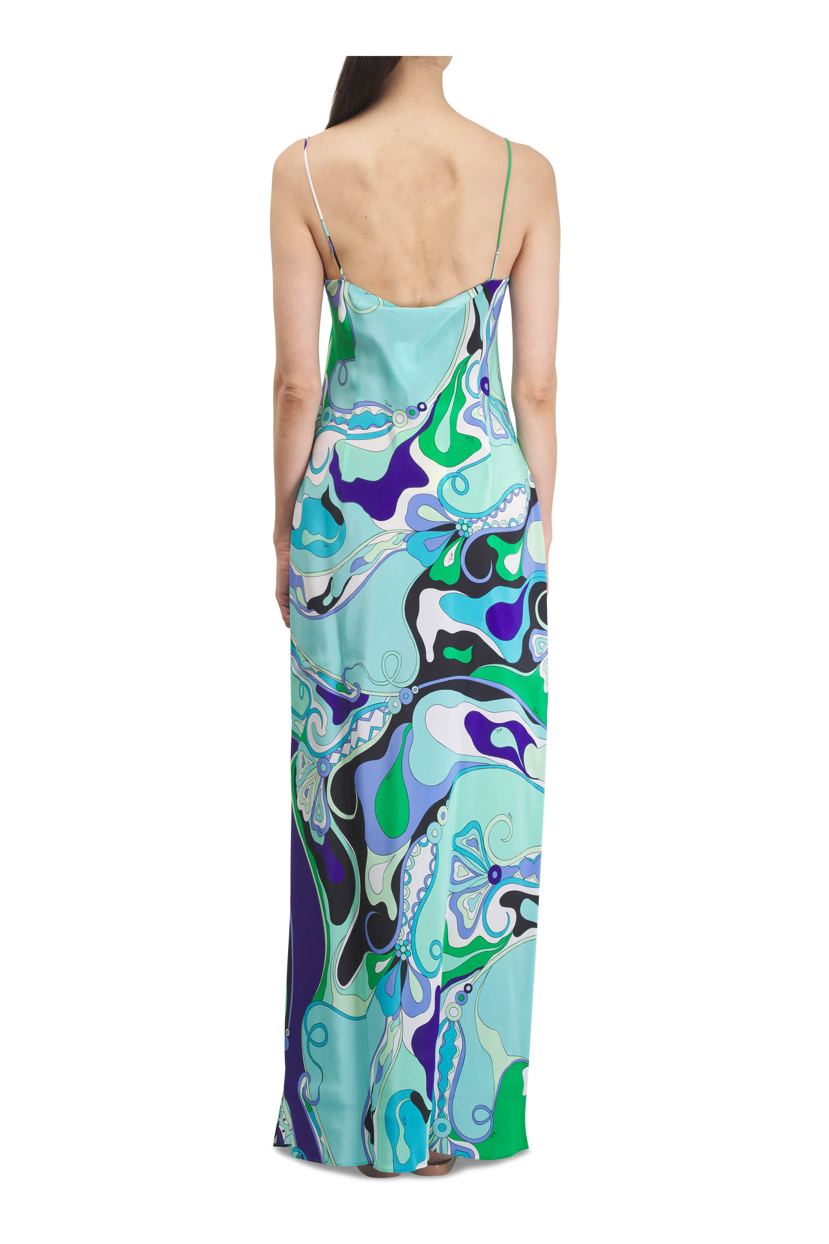 Pucci - Green & Lilac Crepe De Chine Maxi Dress