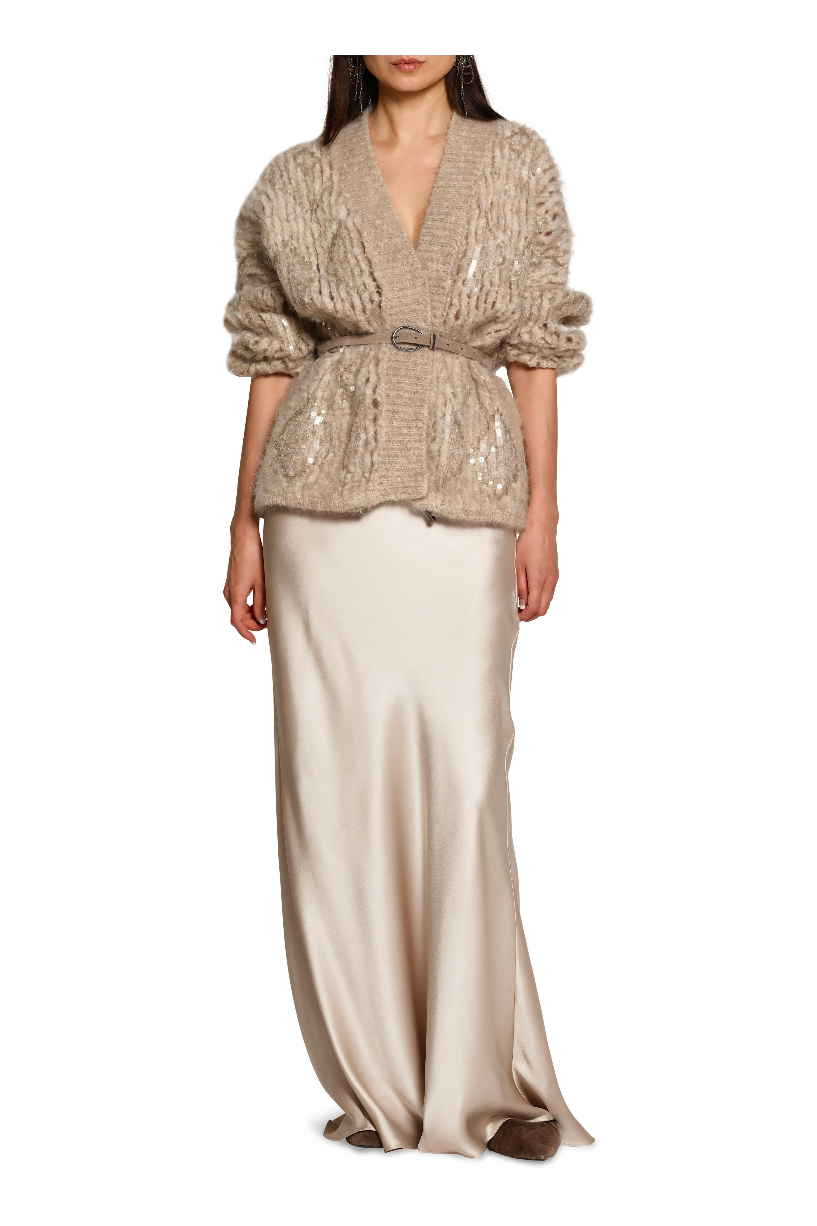 Brunello Cucinelli - Blush High-Rise Silk Slip Skirt