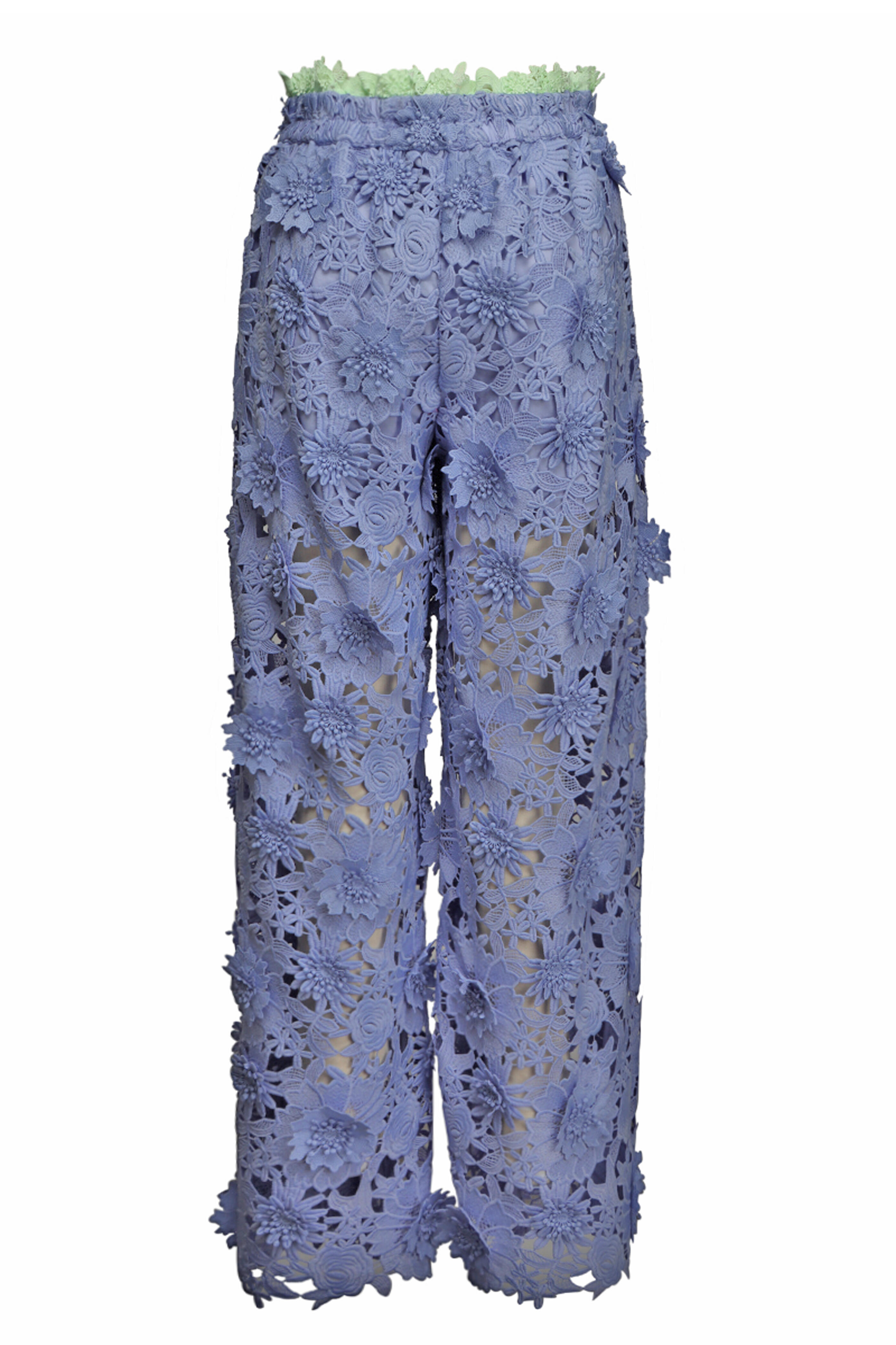 Aknvas - Delphinium Blue Floral Lace Pant