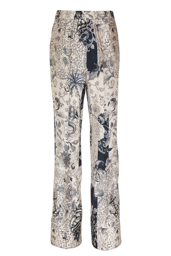 Etro - Beige Multi Print Silk Pant