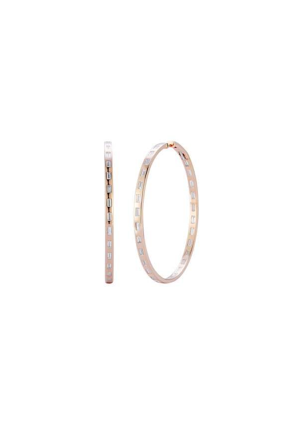 Walters Faith - Ottoline 18K Rose Gold & Baguette Diamond Hoops