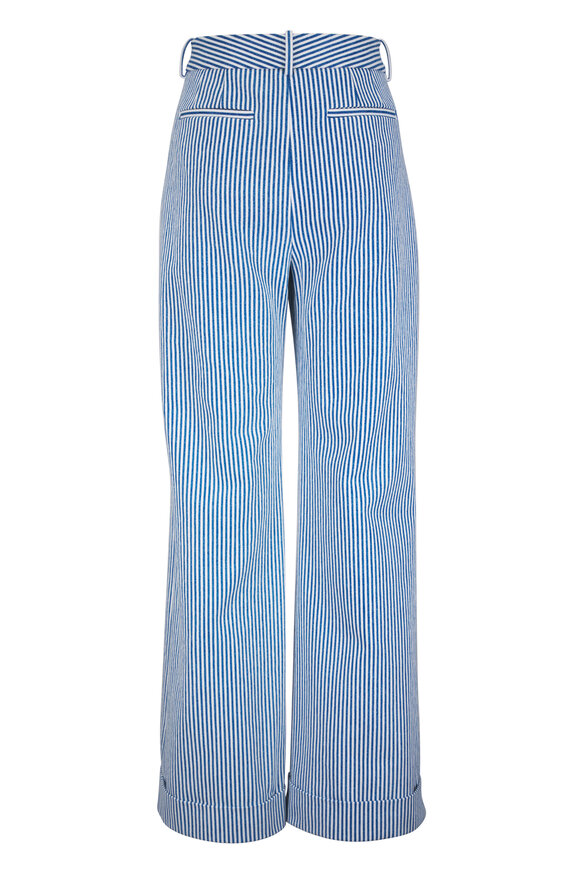 Adam Lippes Deeda Blue & White Railroad Stripe Pant - view 4