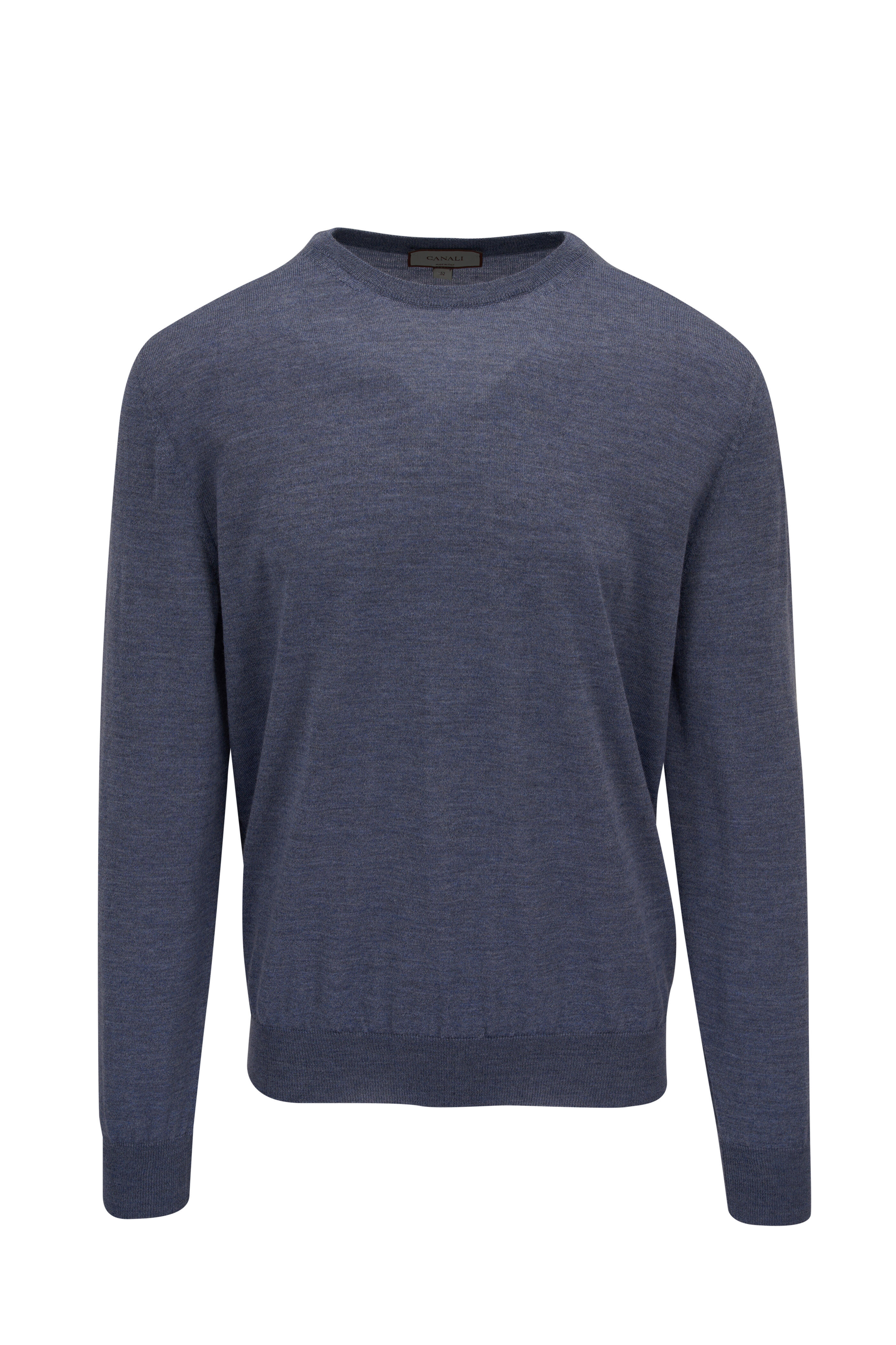 Canali Light Blue Merino Wool Crewneck Sweater