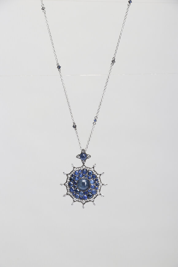 Nam Cho 18k Blue Sapphire Kyanite Large Pendant Necklace
