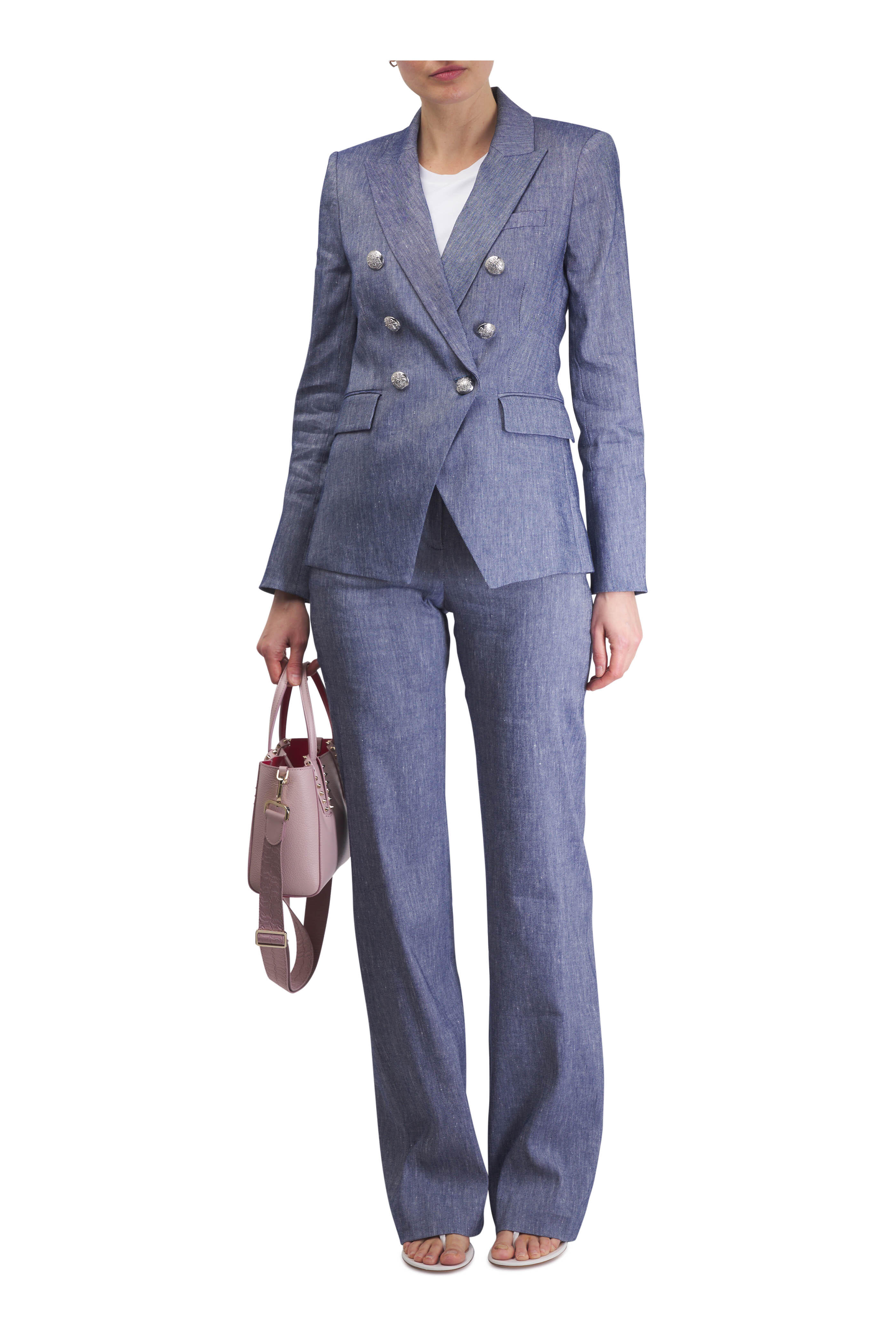 Veronica Beard - Jude Blue Mélange Wide Leg Pant