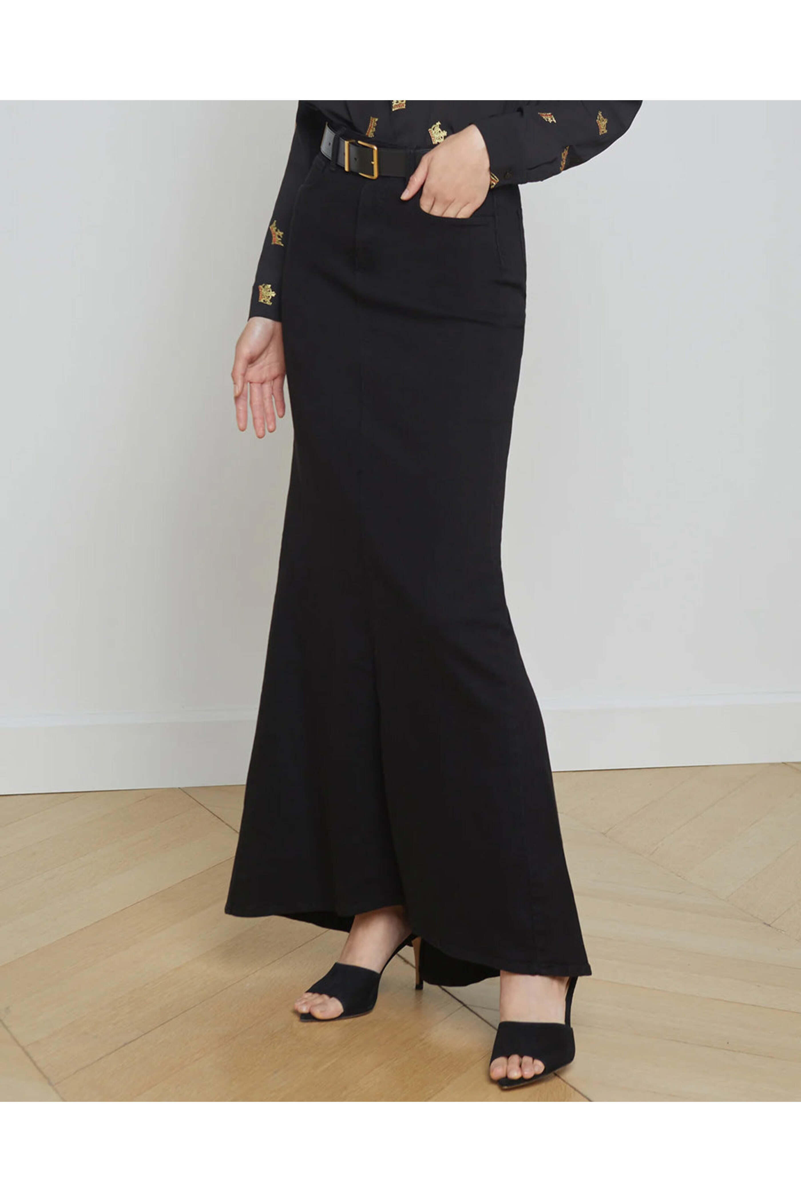 L'Agence - Black Kalani Mermaid Denim Skirt