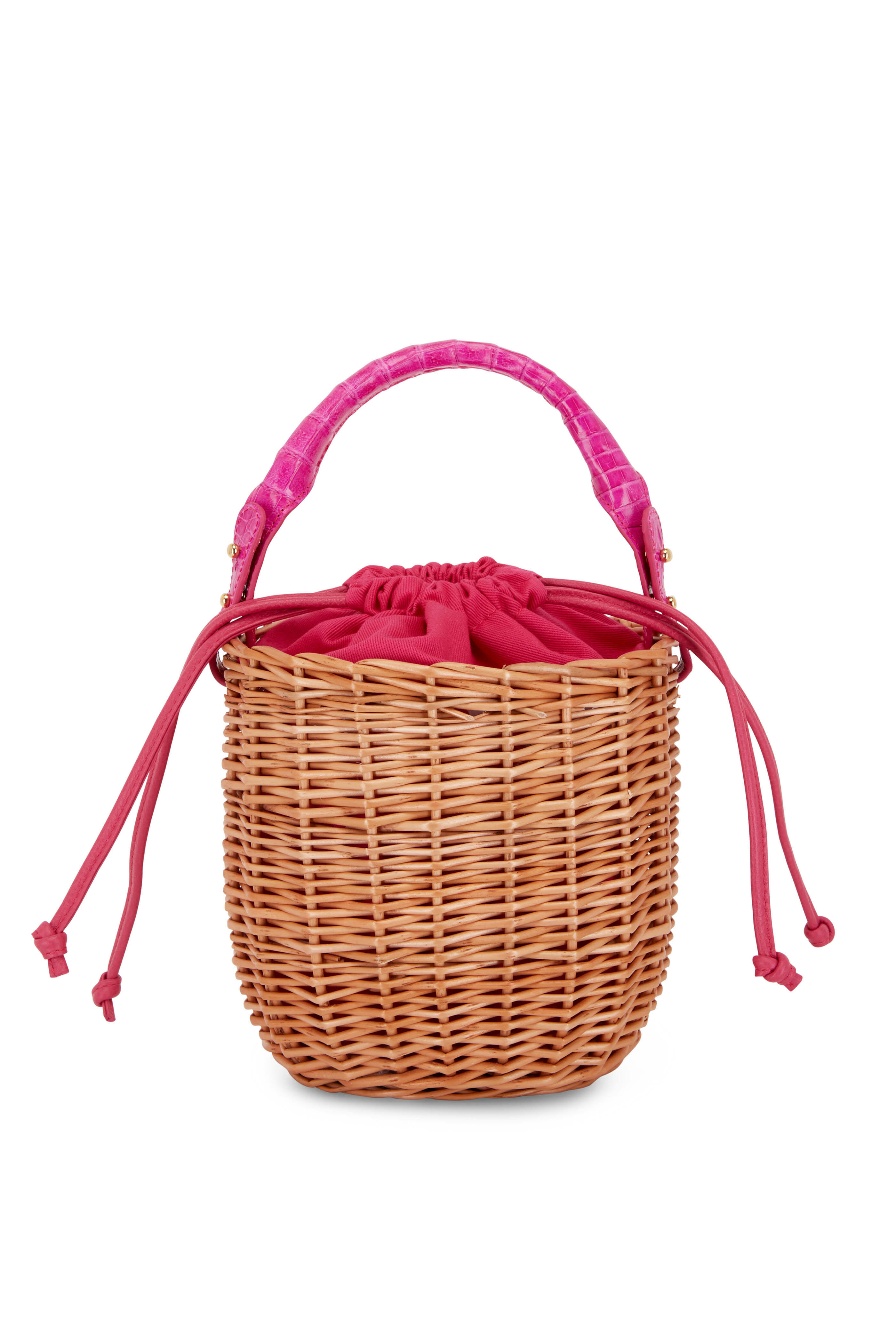 Maria Oliver - Monica Fuschia Python Drawstring Basket Bag