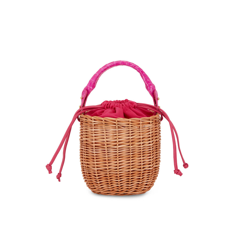 Maria Oliver - Monica Fuschia Python Drawstring Basket Bag