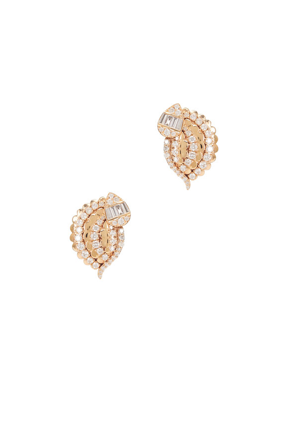 Graziela Gems 18k Rose Gold Large Asa Diamond Pera Earring