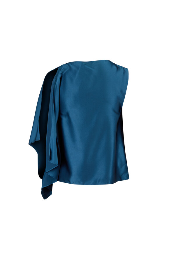 Staud Sabina Bright Teal Silk Top - view 2