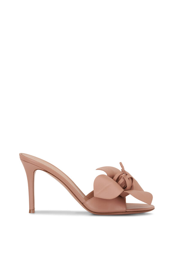 Gianvito Rossi - Lucilla Peach Flower Leather Mule, 85mm