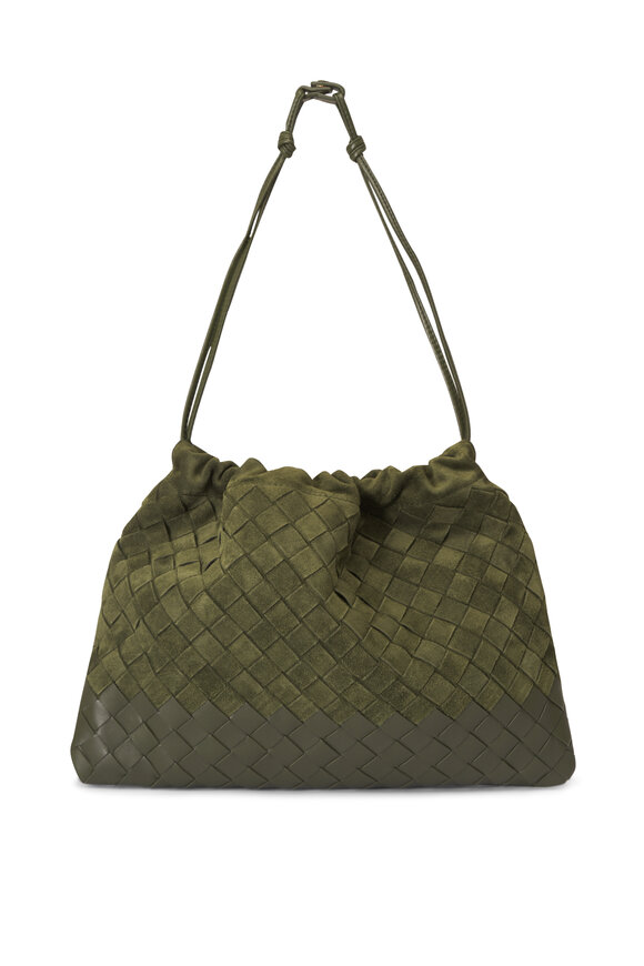 Bottega Veneta Dustbag Green Tweed Suede Drawstring Clutch Bag - view 2
