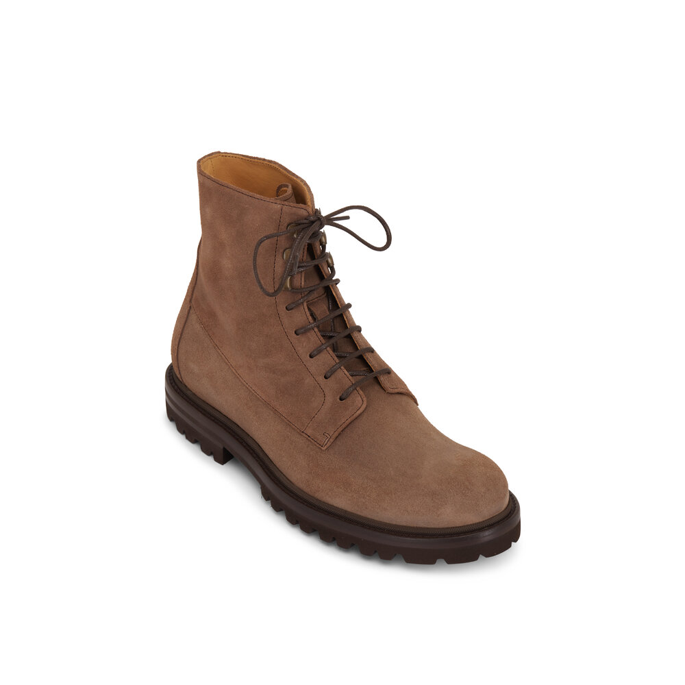 【関税&送料込】Brunello Cucinelli Suede Boots With Monili D Suede boots with monili for Woman in Light Grey | Brunello