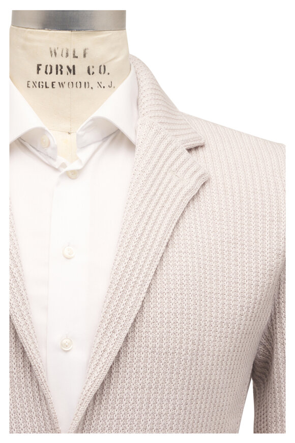 Patrick Assaraf Cream Chain Stitch Extra Fine Merino Wool Jacket