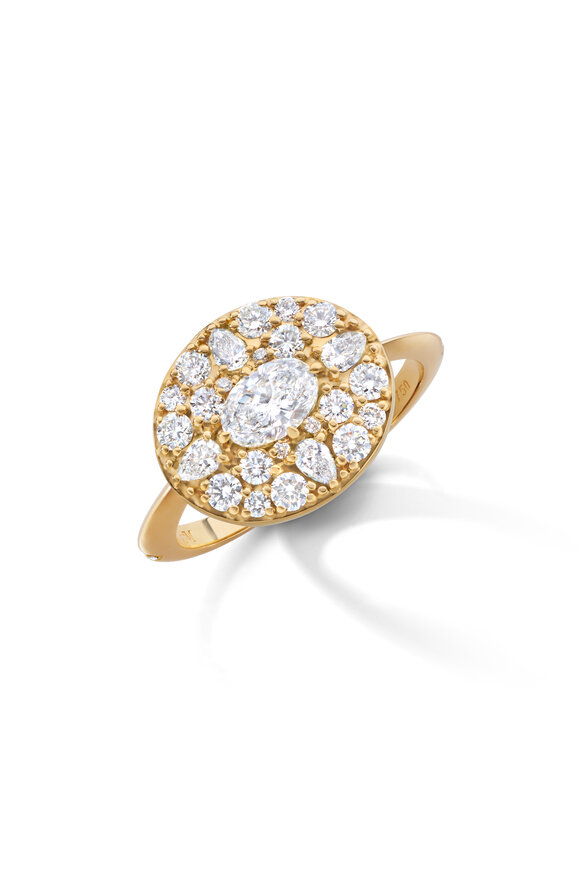 Monica Rich Kosann 18k Yellow Gold Oval Pear Diamond Ring - view 1