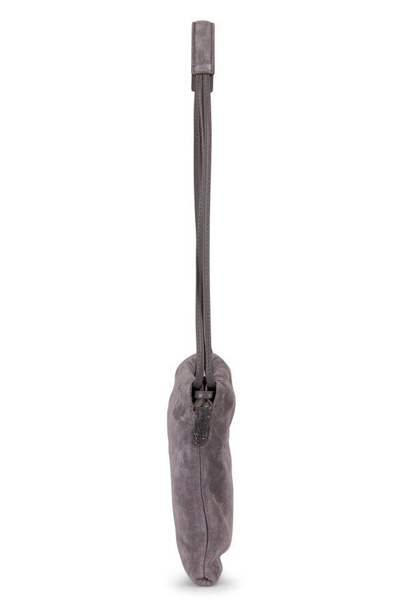 Brunello Cucinelli Small Duo Steel Suede Shoulder Bag - view 3