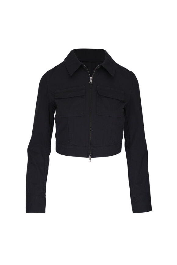 Vince Black Stretch Cotton Twill Shrunken Jacket - view 1