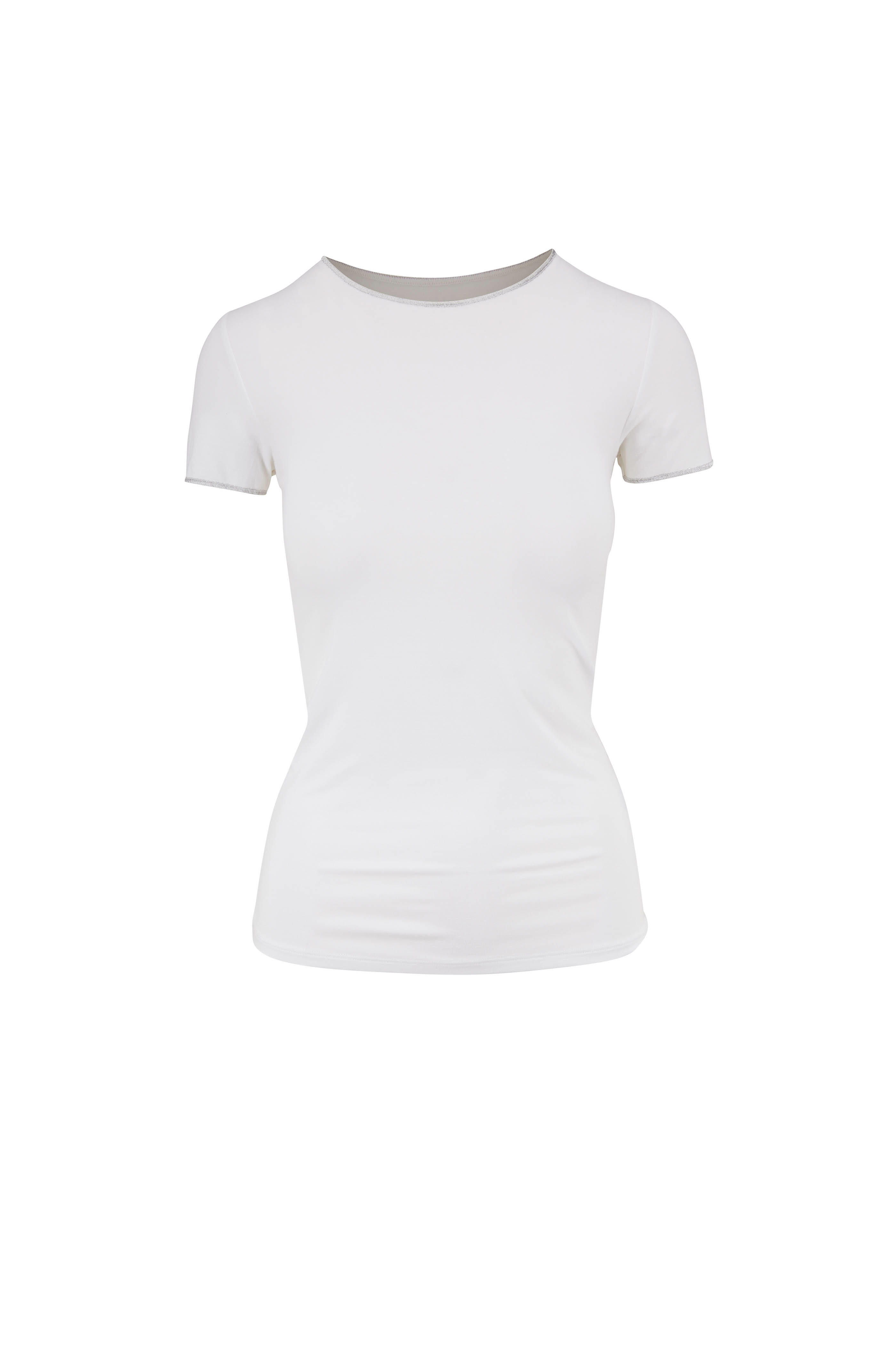 Majestic - White Superwashed Silver Thread T-Shirt