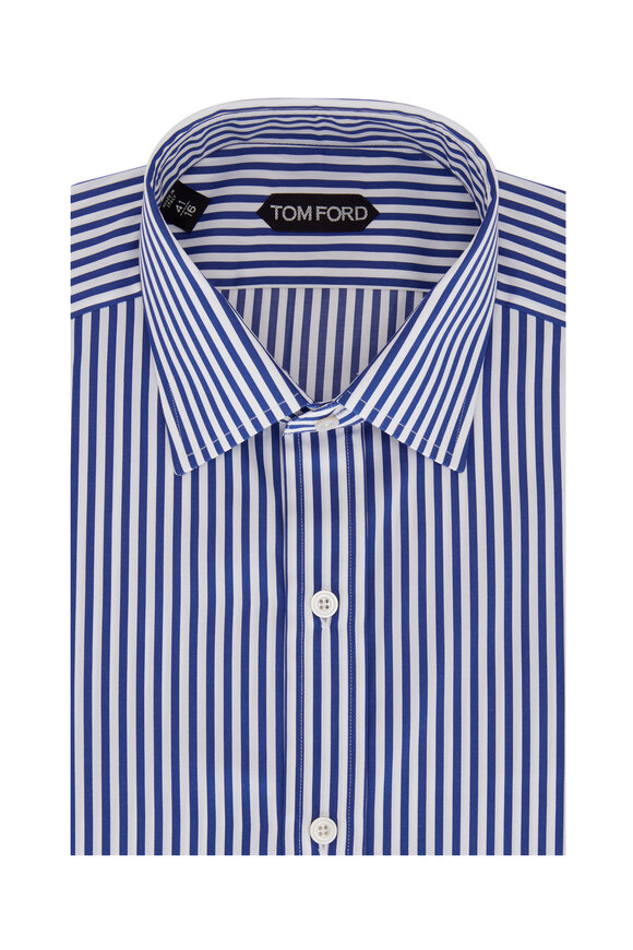 Tom Ford - Navy Blue Striped Dress Shirt