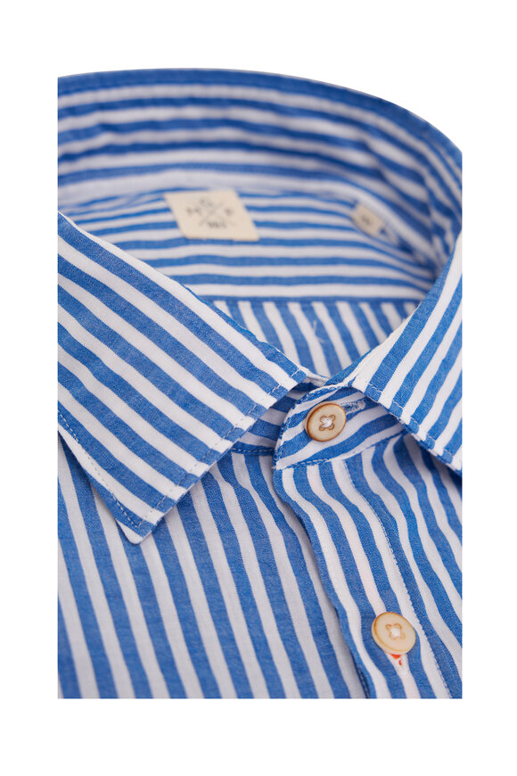 GMF - Dark Blue & White Stripe Cotton Sport Shirt