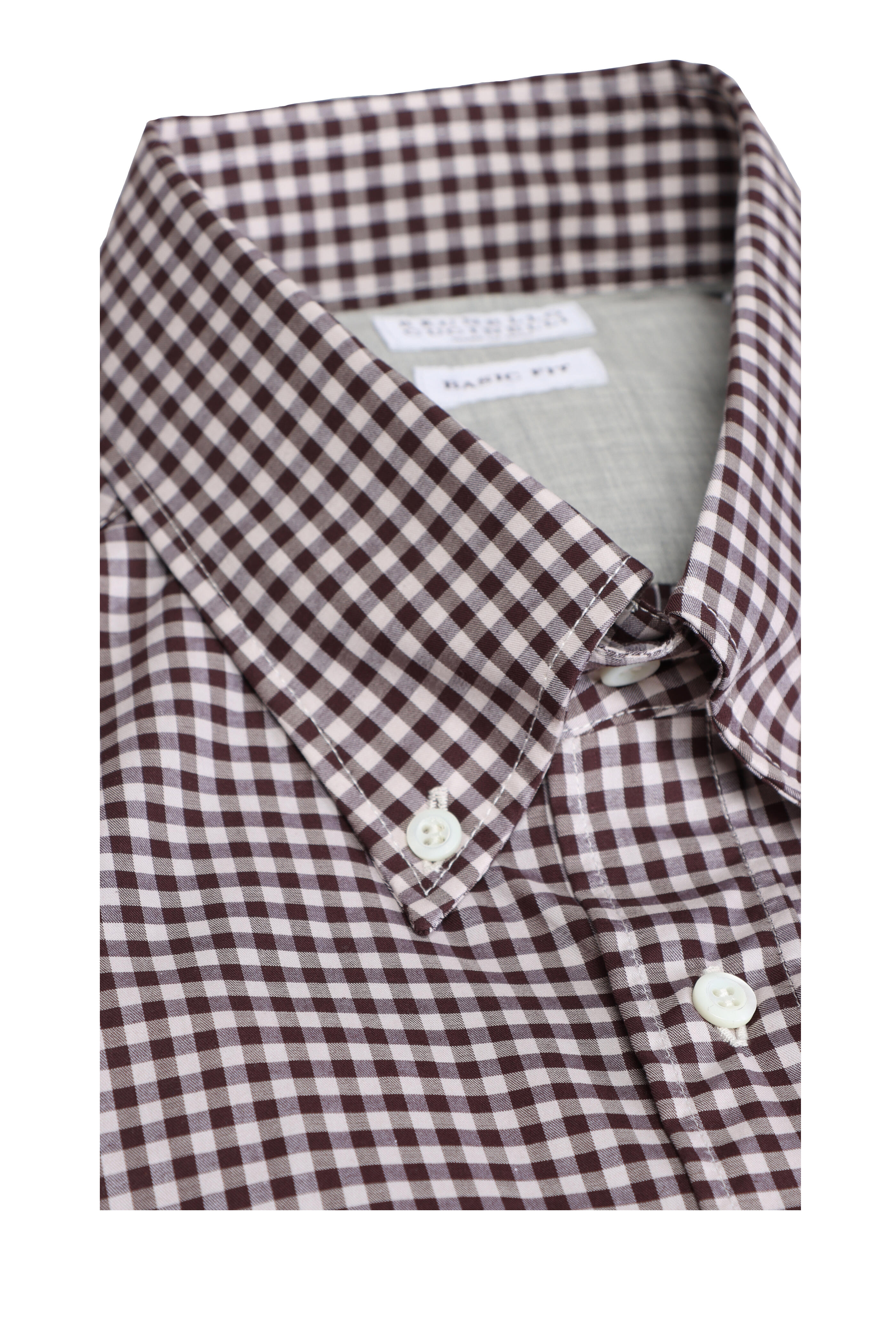 Brunello Cucinelli - Brown Gingham Plaid Cotton Sport Shirt