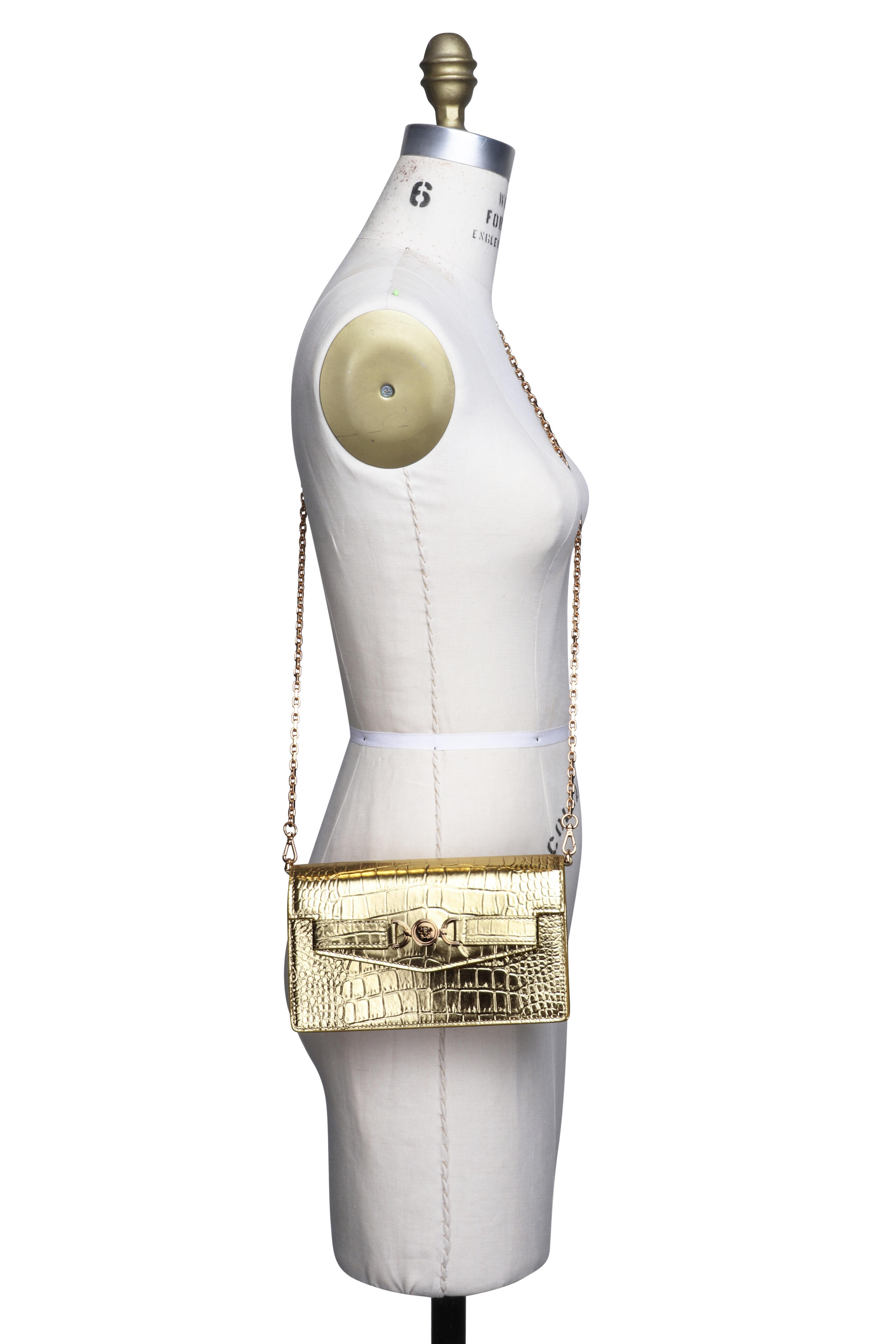 Versace - Croc Medusa 95 Wallet on Chain in Gold