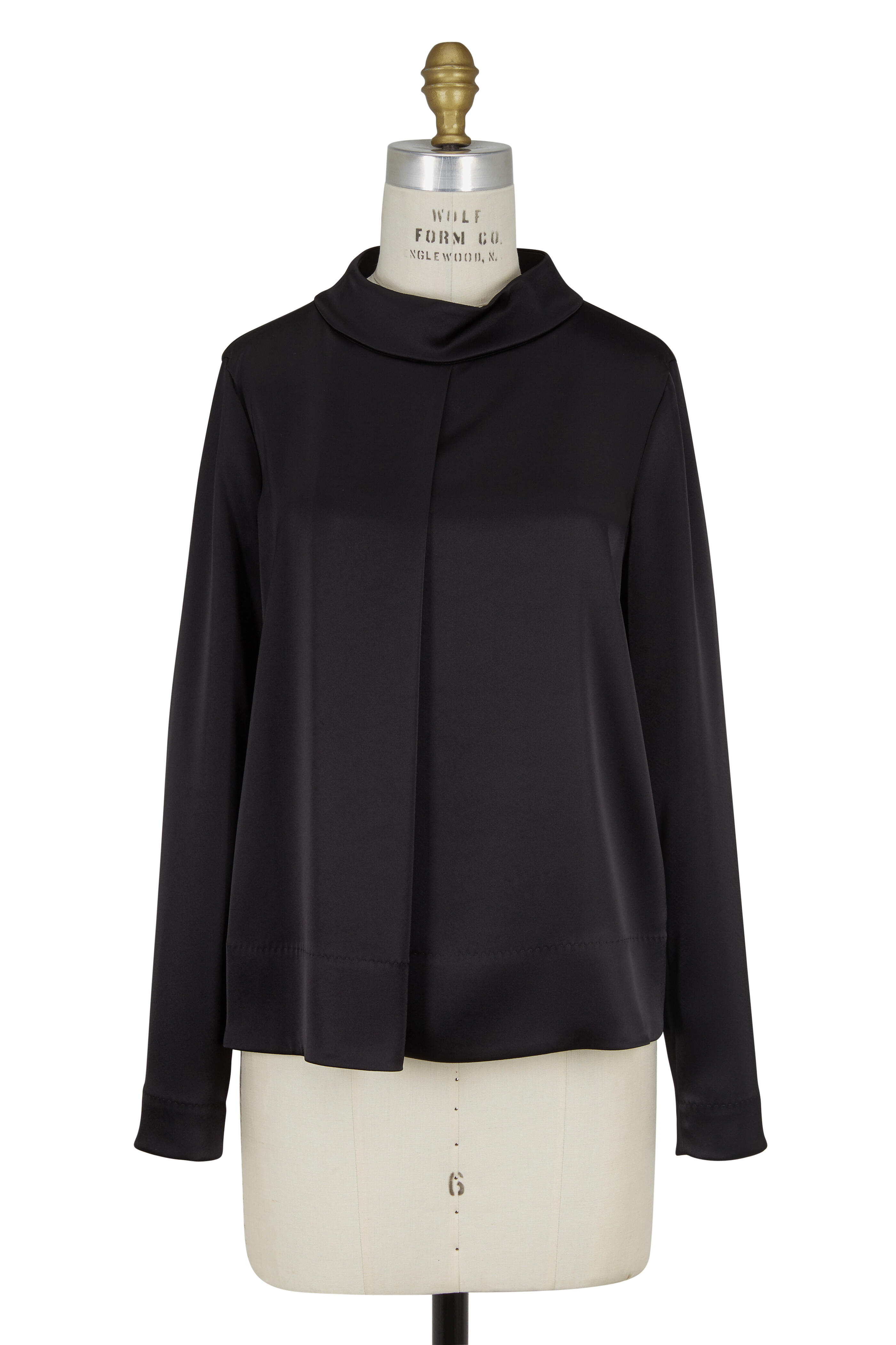 Escada - Black Satin Jeweled Blouse