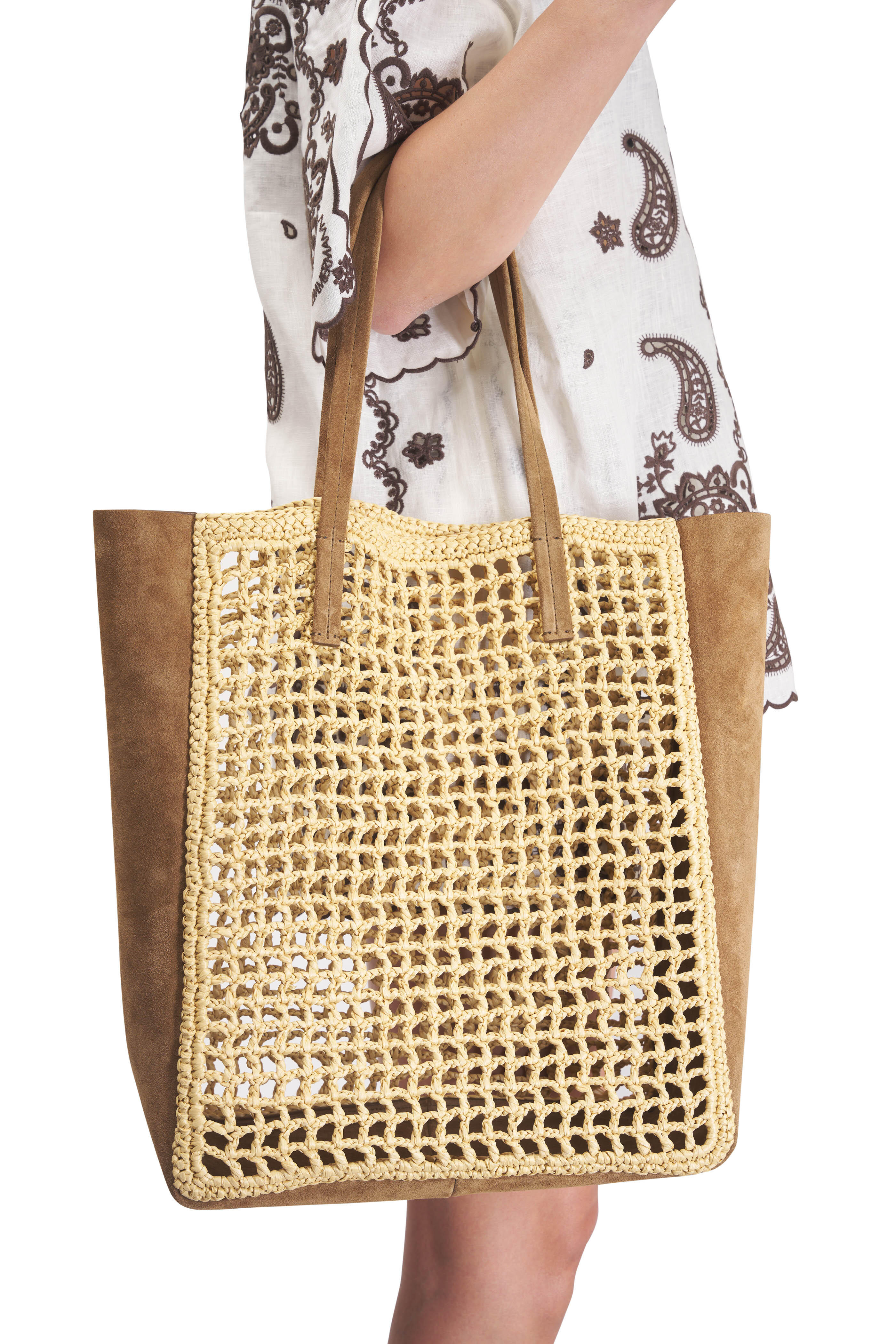 Khaite - Large Zoe Natural Patchwork Raffia Tote