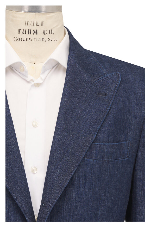 Brunello Cucinelli Denim Blue Cotton Sportcoat