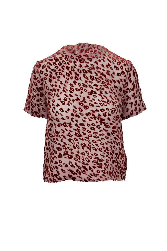 Rag & Bone - Gia Pink & Rust Velvet Leopard Printed T-Shirt