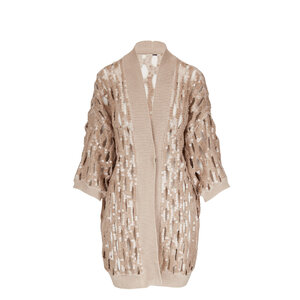 Cardigan Femme Brunello Cucinelli à Capuche Oversize Avec Paillettes - Taille M, Multicolore, Occasion Très Bon état