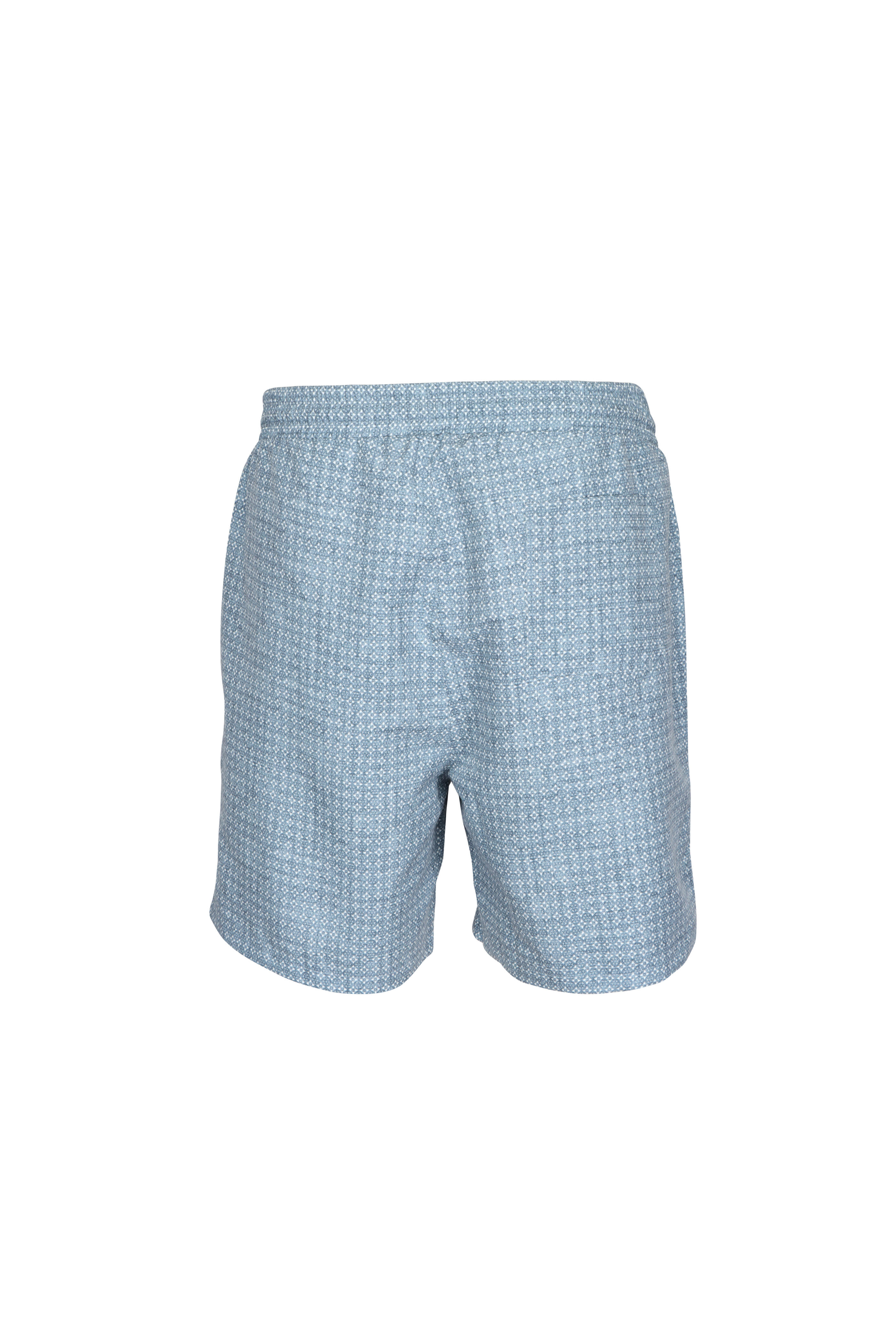 Brunello Cucinelli - Light Blue Geometric Swim Trunks