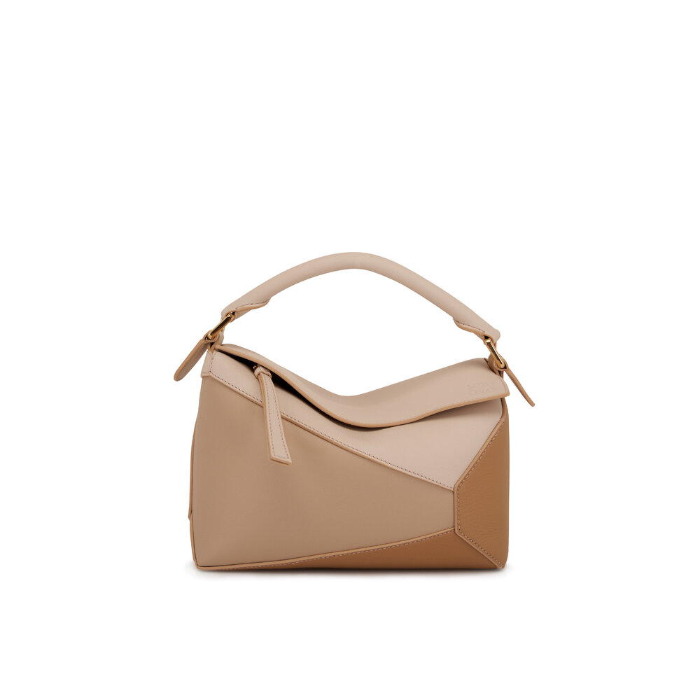 Loewe Women's Mini Puzzle Dust Beige & Soft White Shoulder Bag | by Mitchell Stores