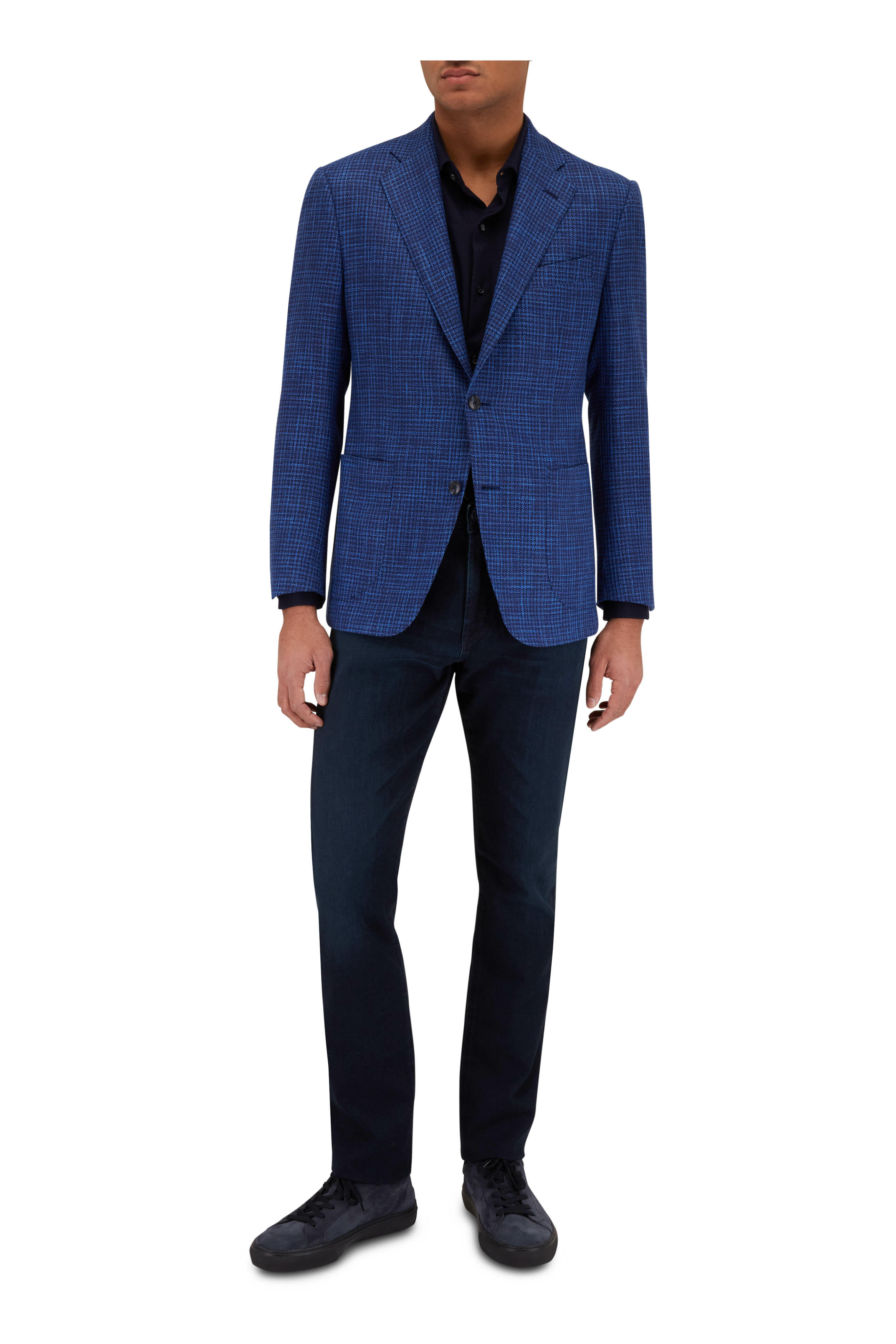 Atelier Munro - Navy & Blue Textured Wool Blend Sportcoat