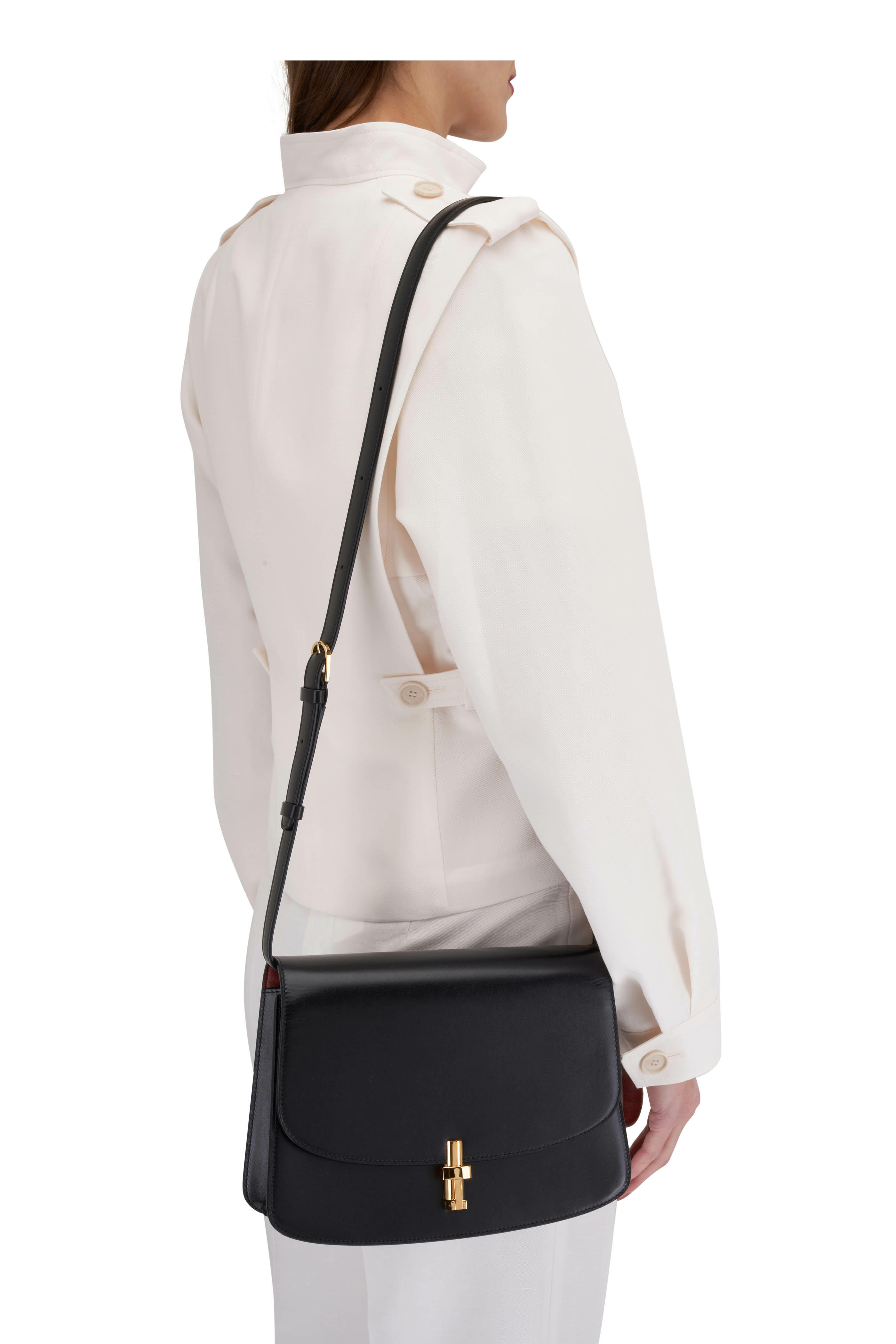 The Row - Sofia Double Black Leather Crossbody | Mitchell Stores