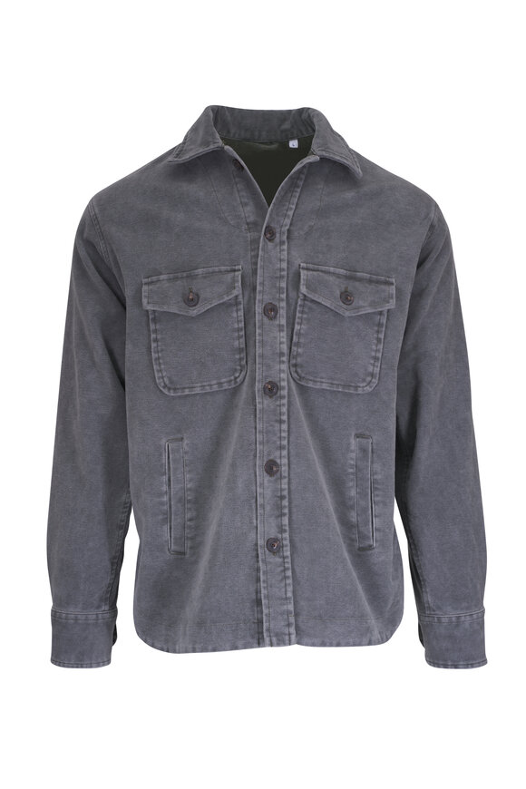 Tintoria Gray Cotton Textured Overshirt