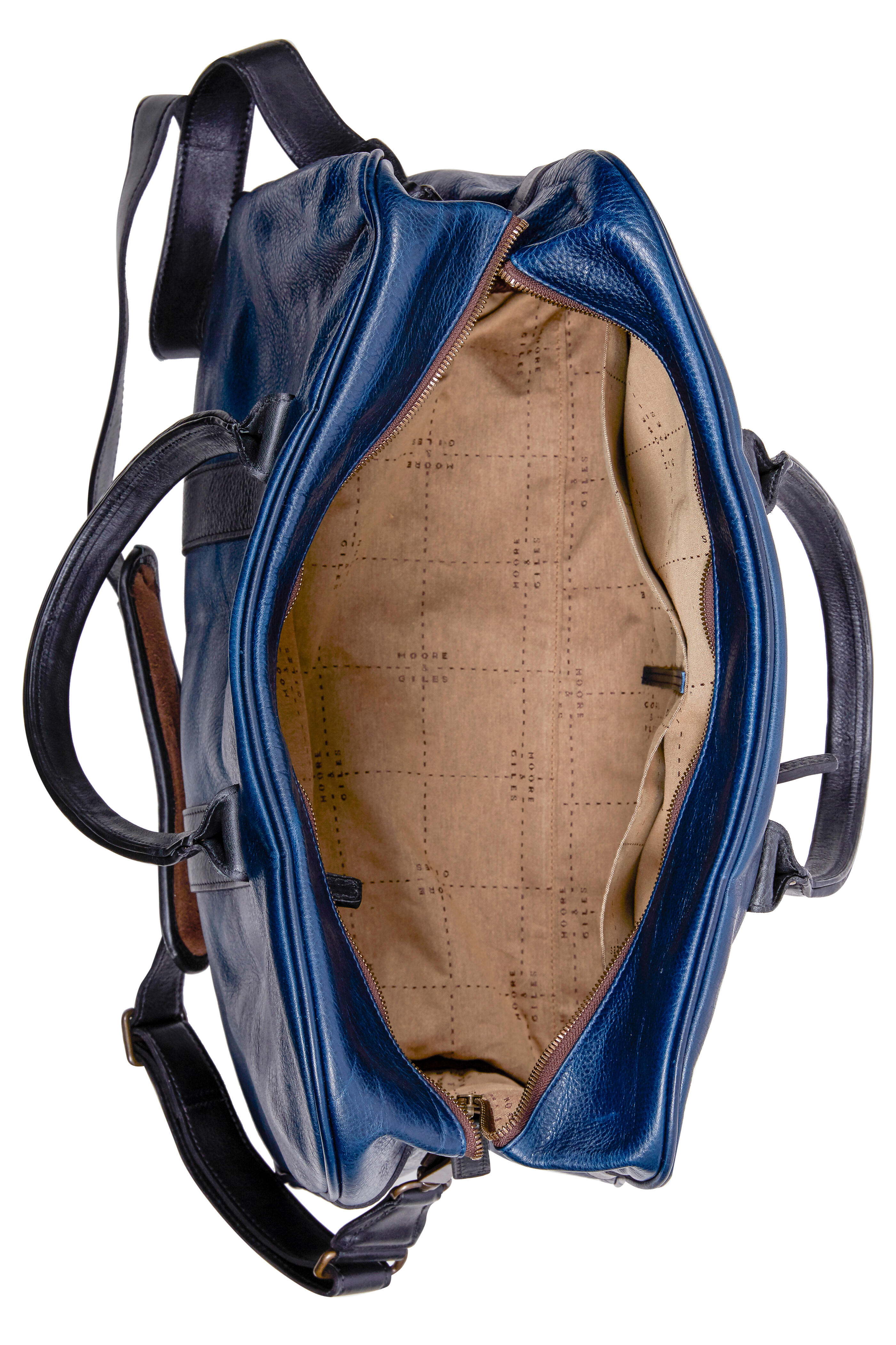 Moore & Giles - Taylor Titan Milled Navy & Black Leather Duffle