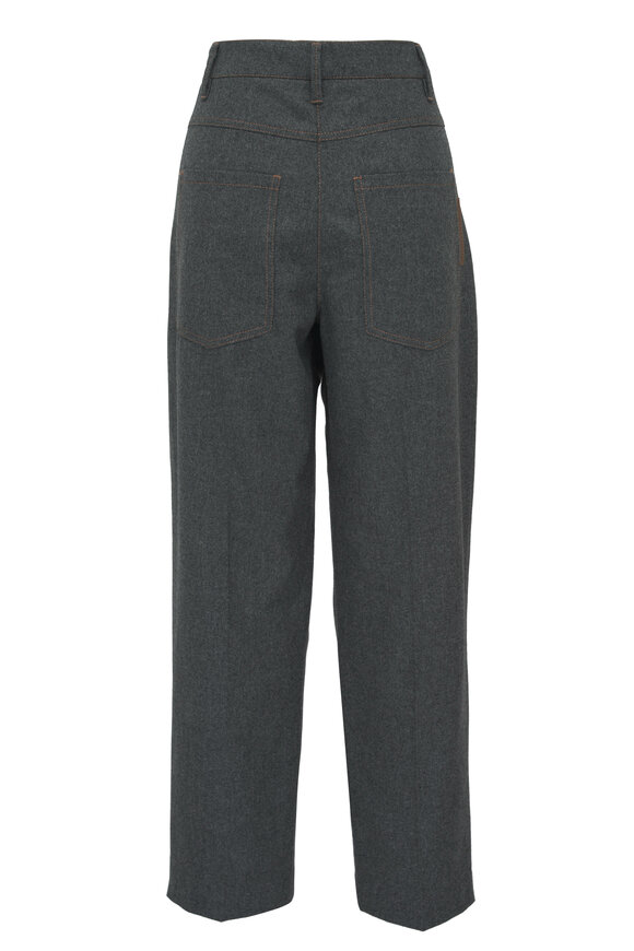 Brunello Cucinelli - Dark Gray Wool & Cashmere Pleated Pant