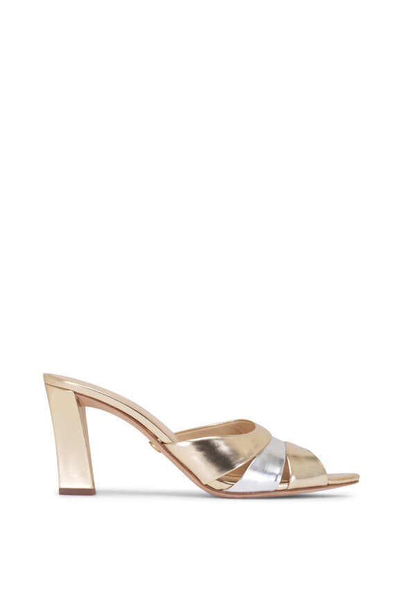 Veronica Beard Cassiel Gold & Silver Metallic Slide Sandal, 75mm - view 4