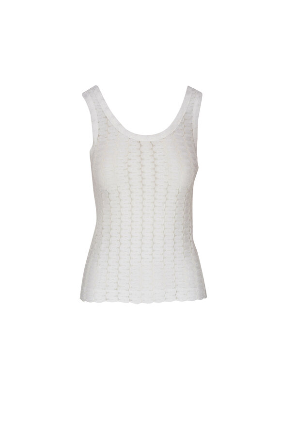 Missoni Brilliant White Embroidery Knit Tank Top 