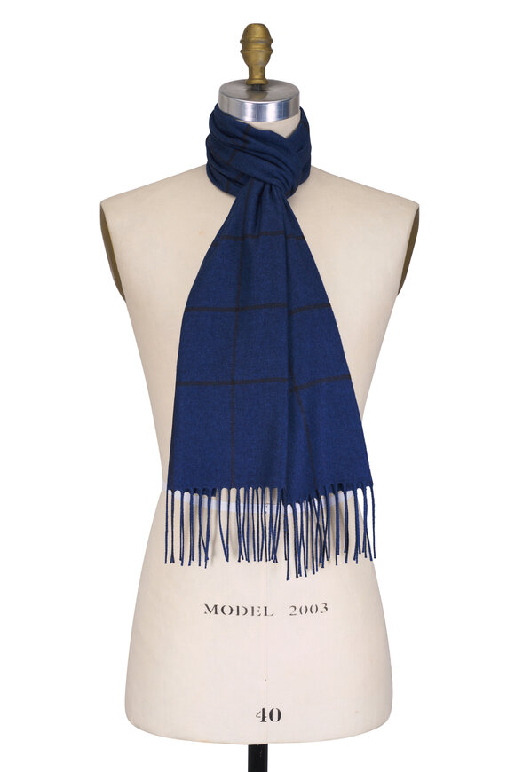 Fratelli Piacenza Dark Blue Plaid Scarf