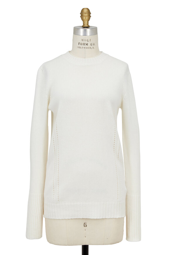 Agnona - White Crewneck Stitch Sweater