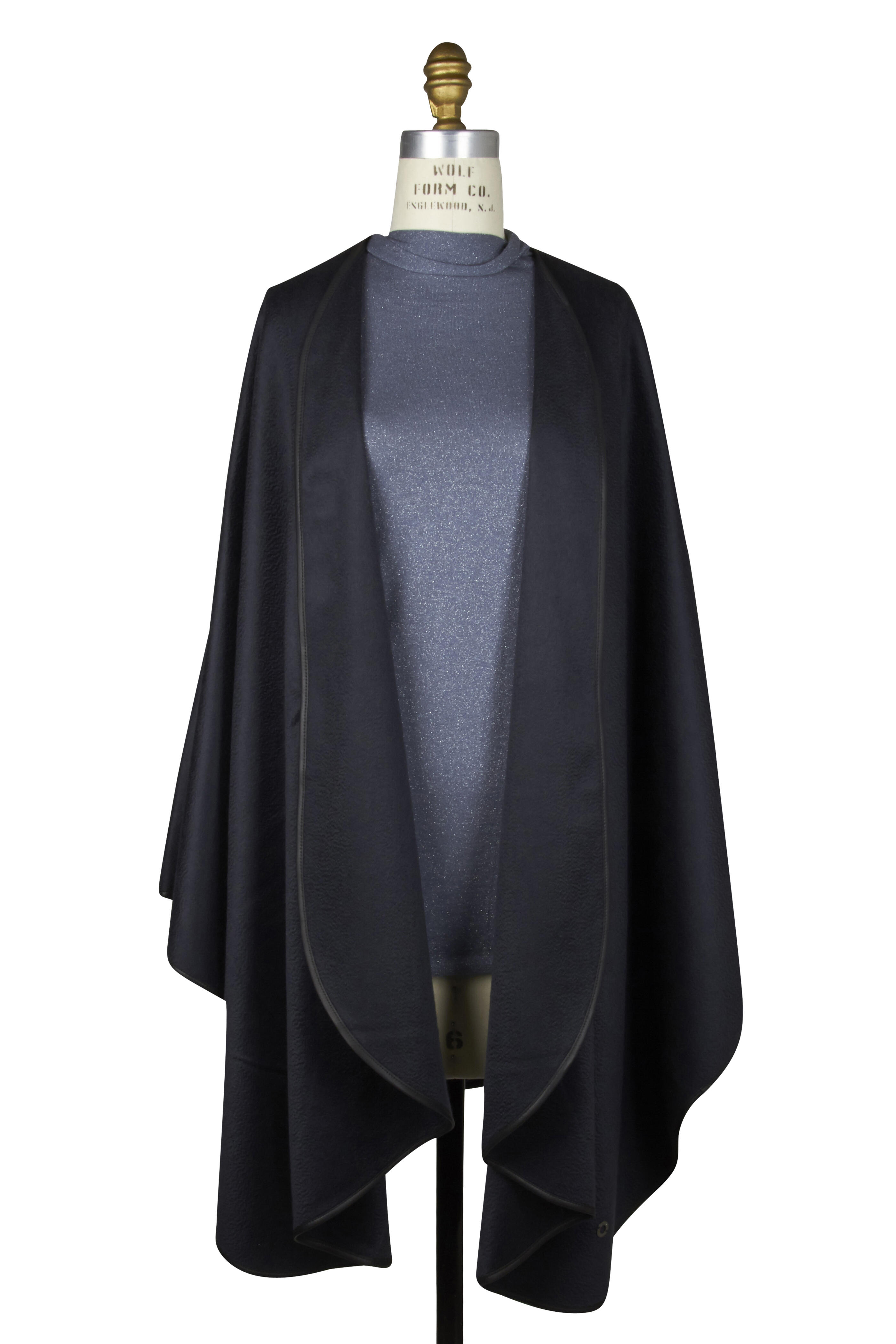 Loro Piana - Regina Black Cashmere & Leather Cape