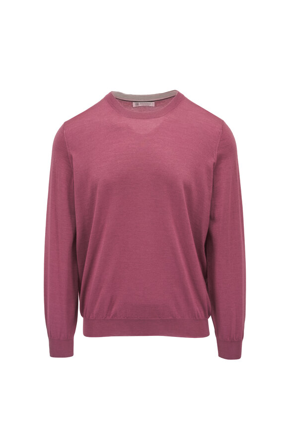 Brunello Cucinelli Coral Cashmere & Silk Crewneck Sweater