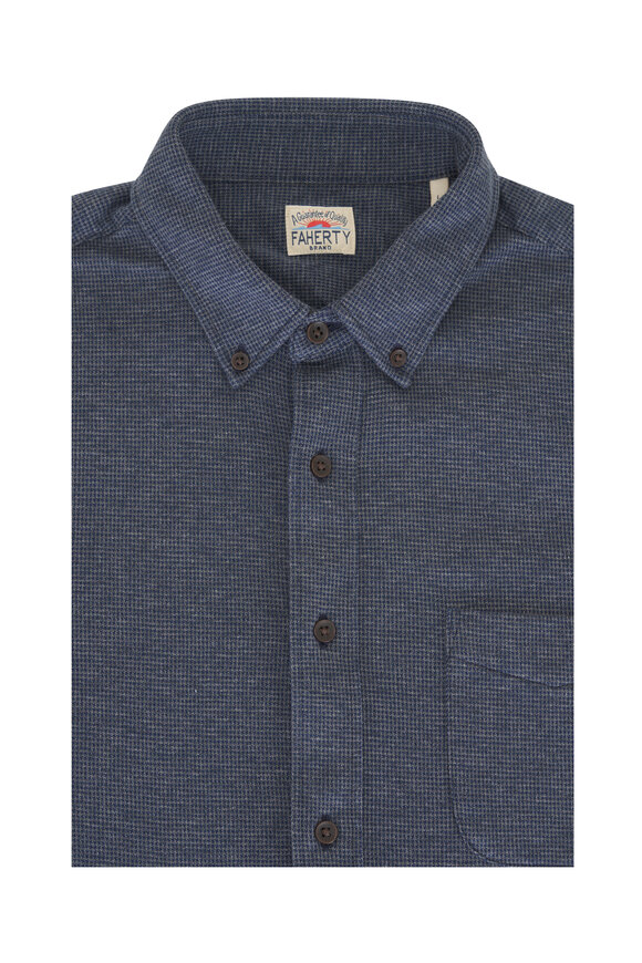 Faherty Brand Coastline Twilight Houndstooth Knit Sport Shirt