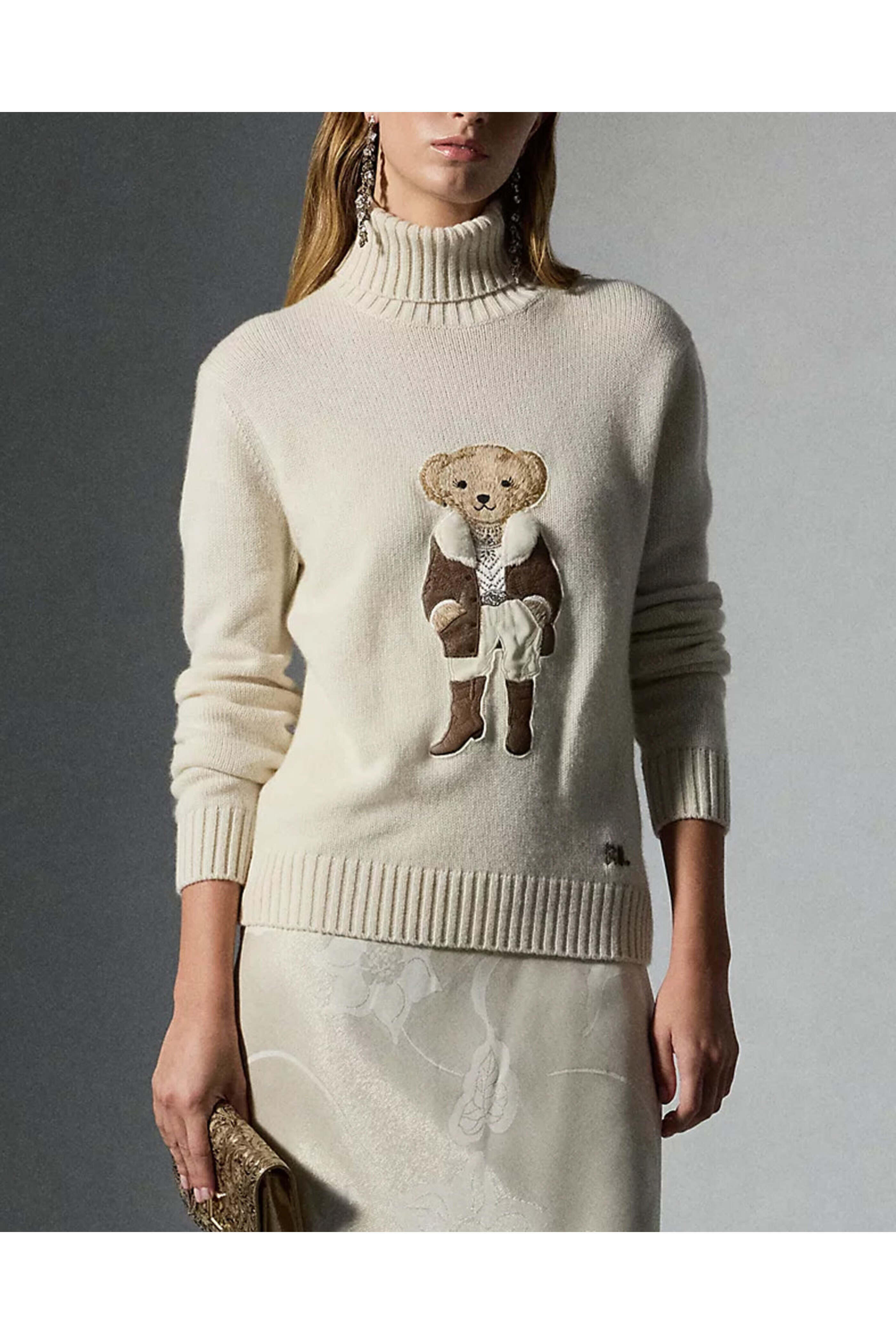 Ralph Lauren - Cream Cashmere Rancher Bear Sweater
